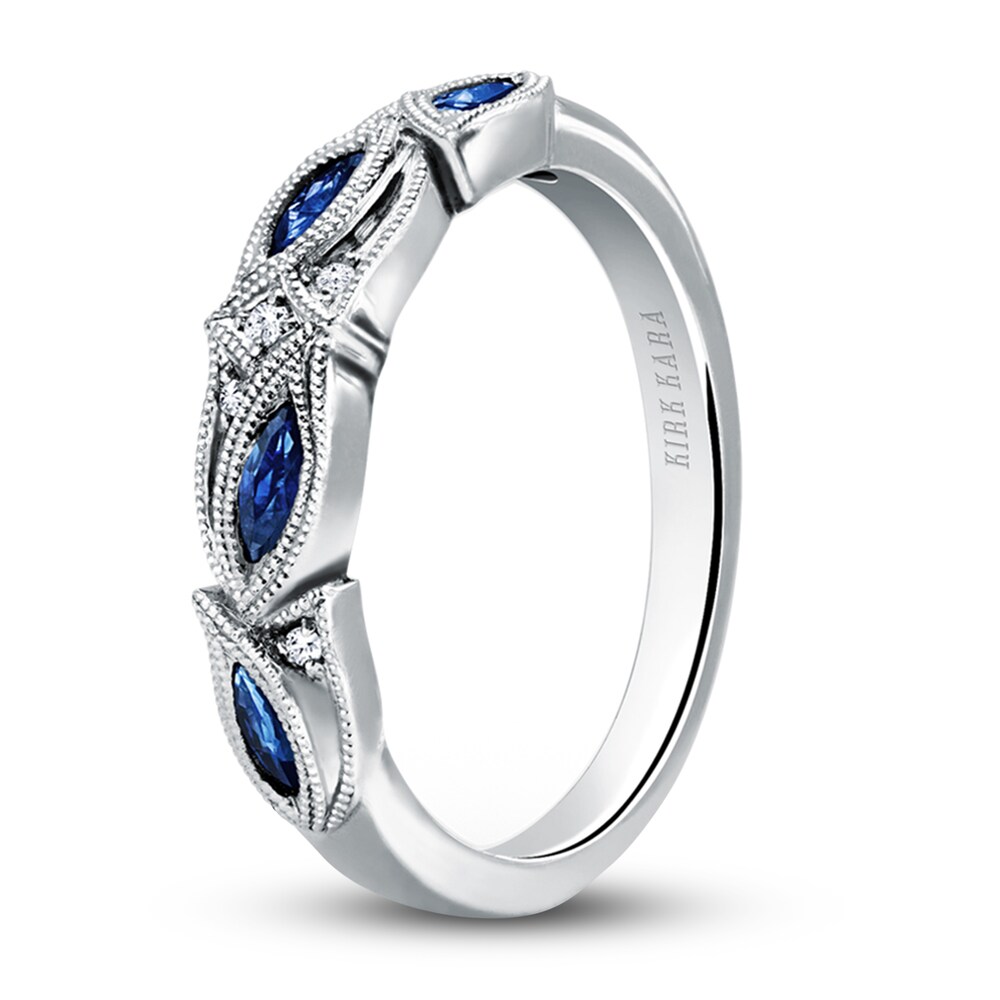 Kirk Kara Natural Blue Sapphire Anniversary Band Diamond Accents 18K White Gold eKfZMEaA