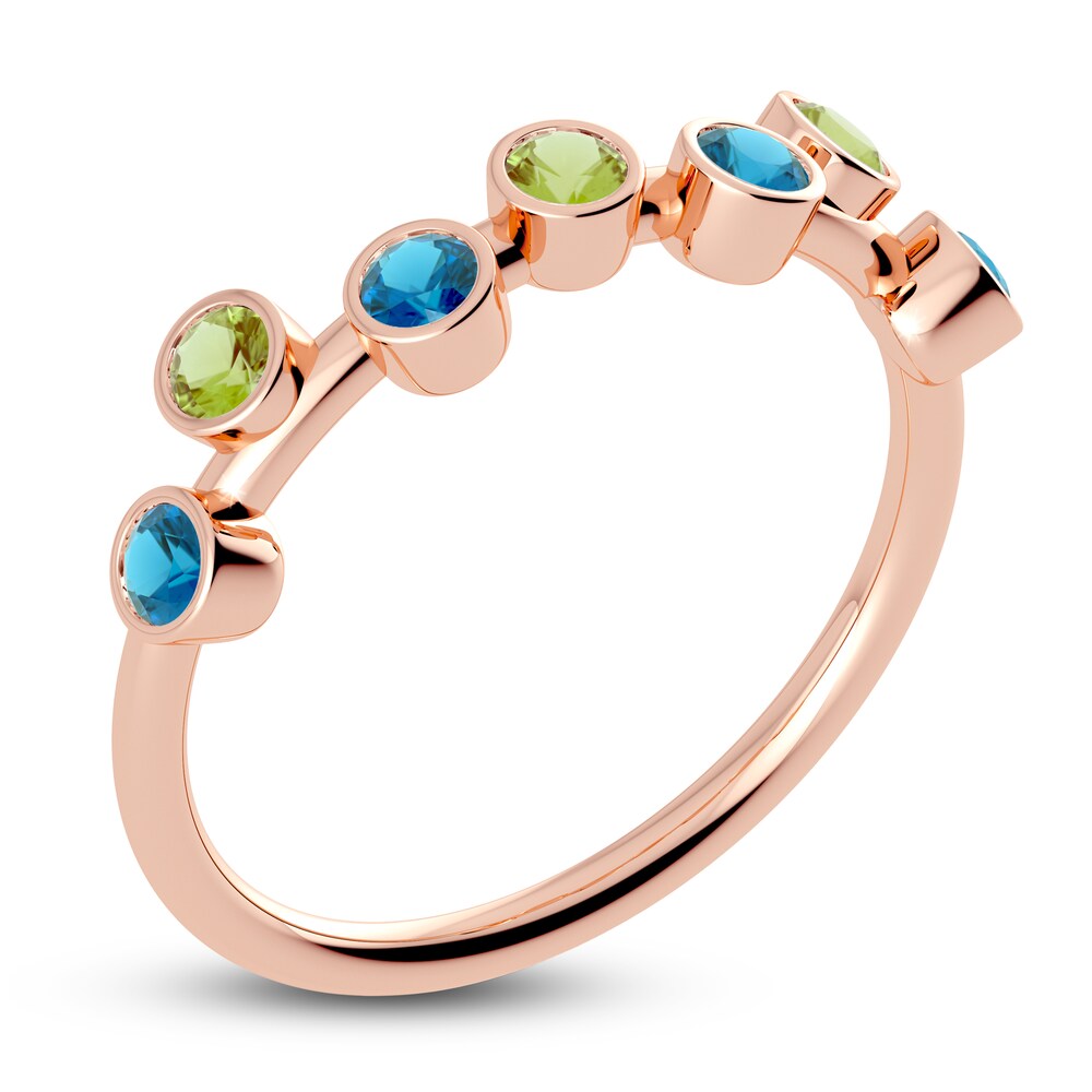 Juliette Maison Natural Peridot & Natural Blue Zircon Ring 10K Rose Gold emj9k88Y