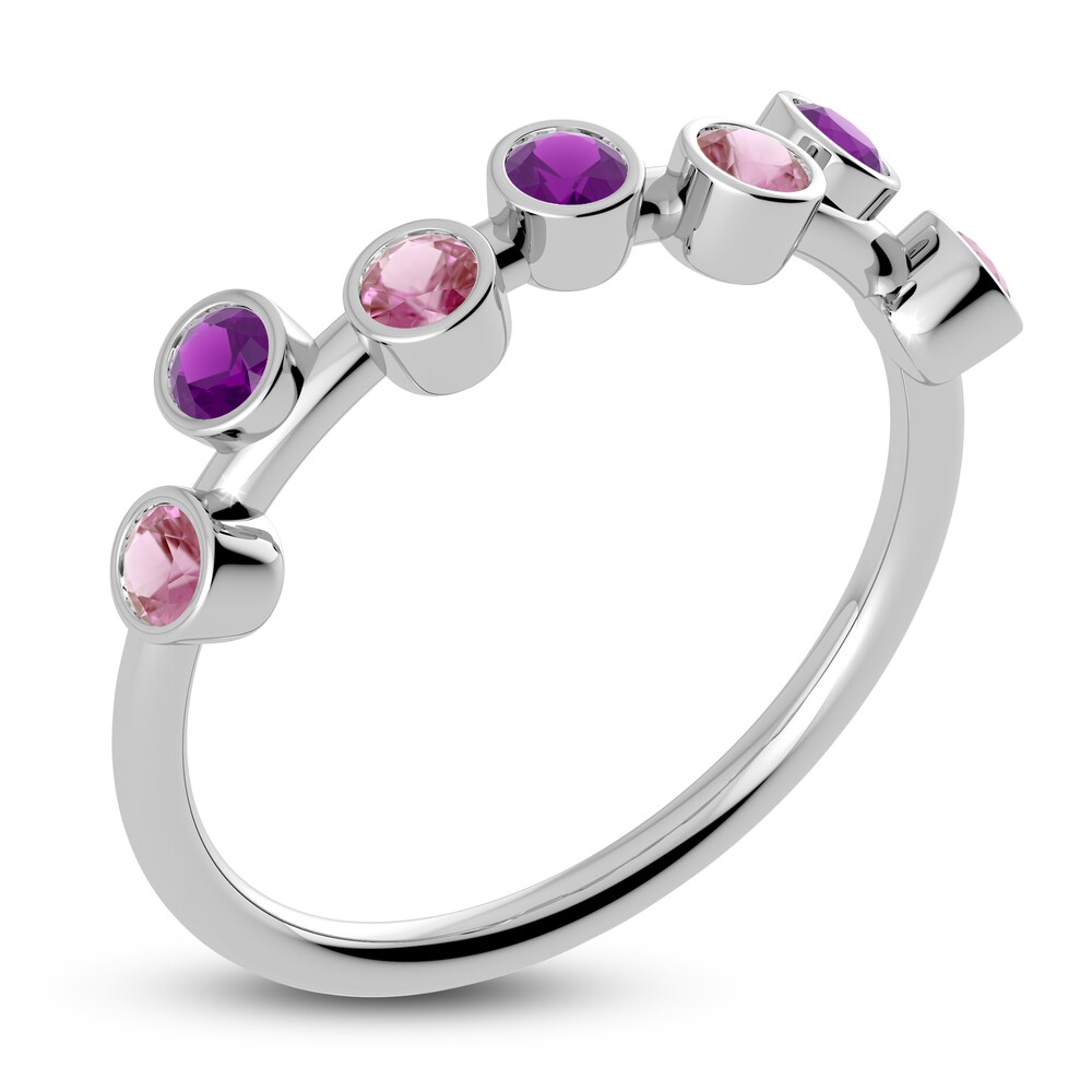 Juliette Maison Natural Pink Tourmaline & Natural Amethyst Ring 10K White Gold encxHUHQ