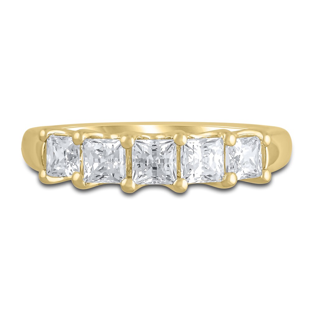 Lab-Created Diamond 5-Stone Anniversary Band 1-1/2 ct tw Princess 14K Yellow Gold f7s6xC3h