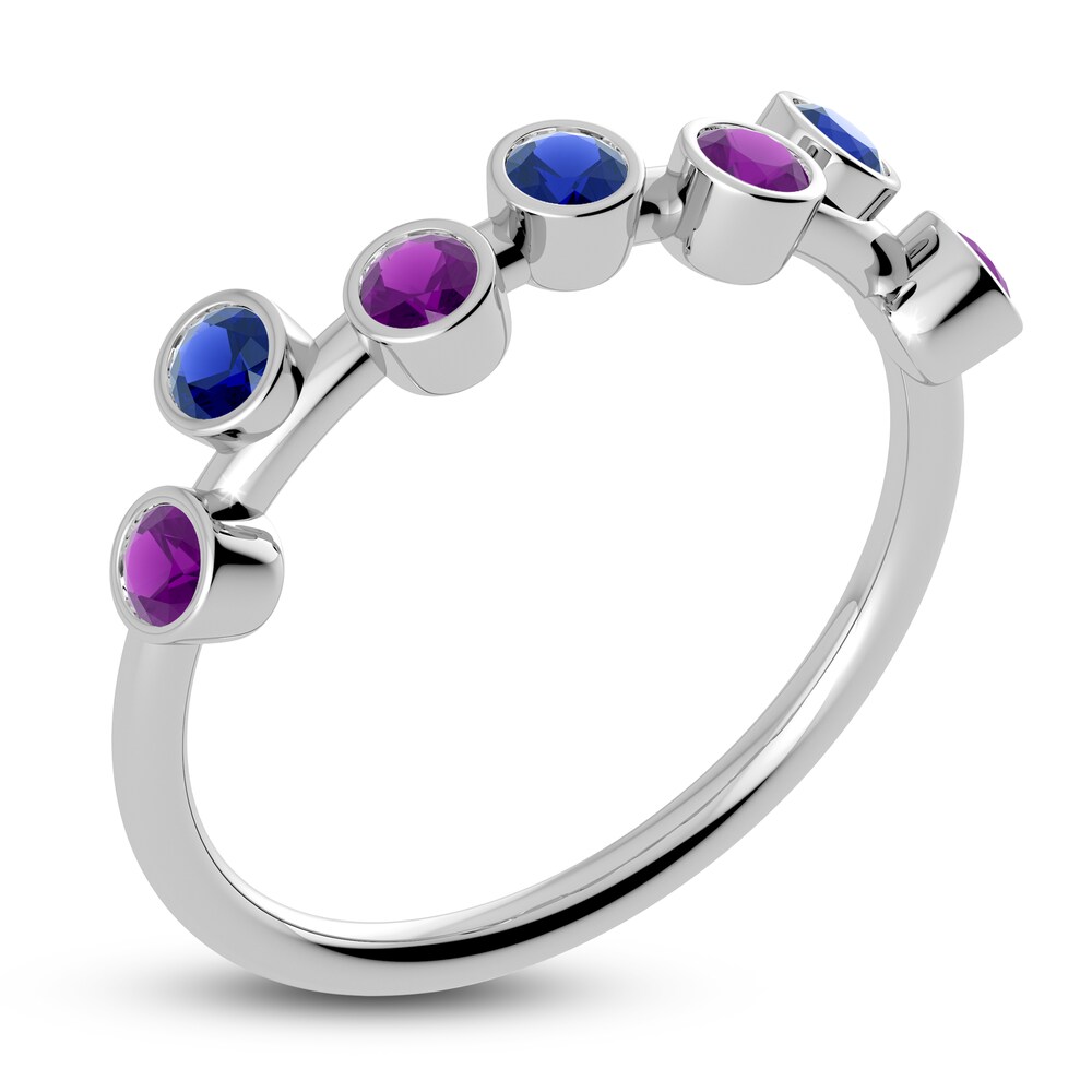 Juliette Maison Natural Amethyst & Natural Blue Sapphire Ring 10K White Gold fA31NVF8