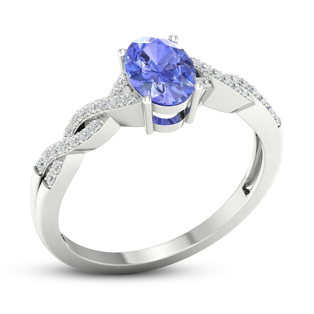 Tanzanite Ring 1/10 ct tw Diamonds 10K White Gold fDuwdxV9