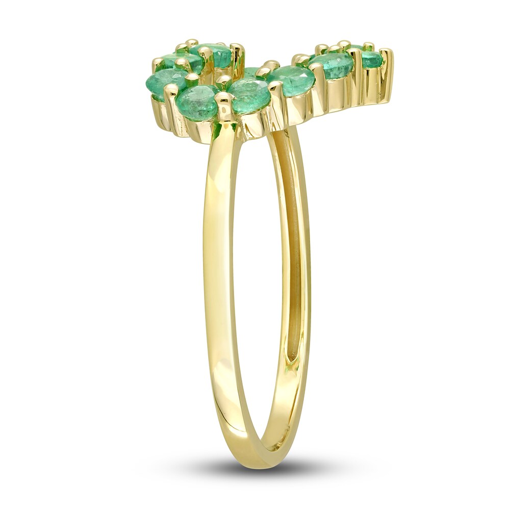 Natural Emerald Heart Ring 10K Yellow Gold fJhHgr1e