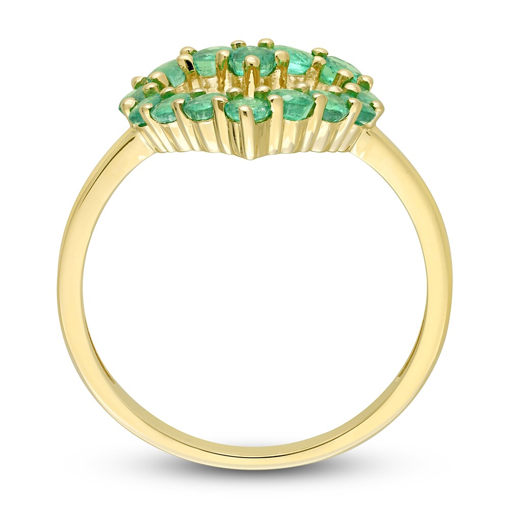 Natural Emerald Heart Ring 10K Yellow Gold fJhHgr1e