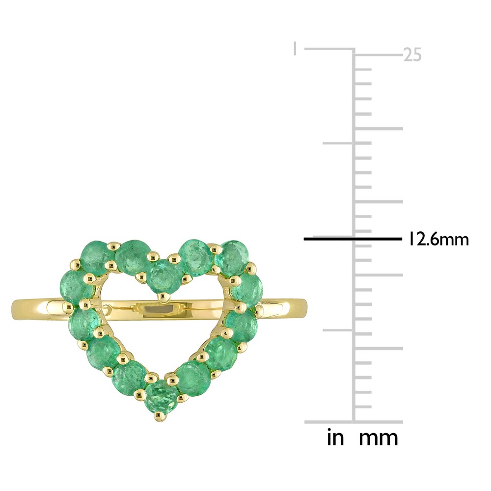 Natural Emerald Heart Ring 10K Yellow Gold fJhHgr1e