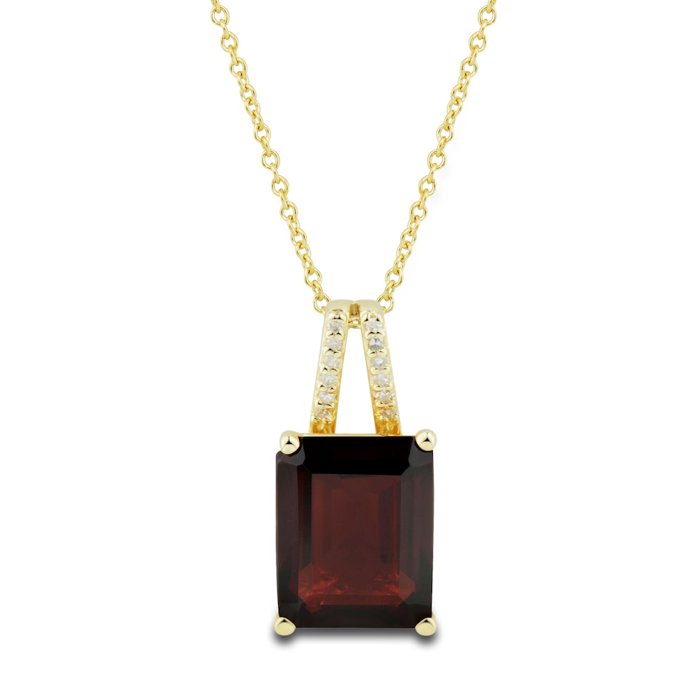 Natural Garnet Ring, Earring & Necklace Set 1/5 ct tw Diamonds 10K Yellow Gold fLyivZ6X