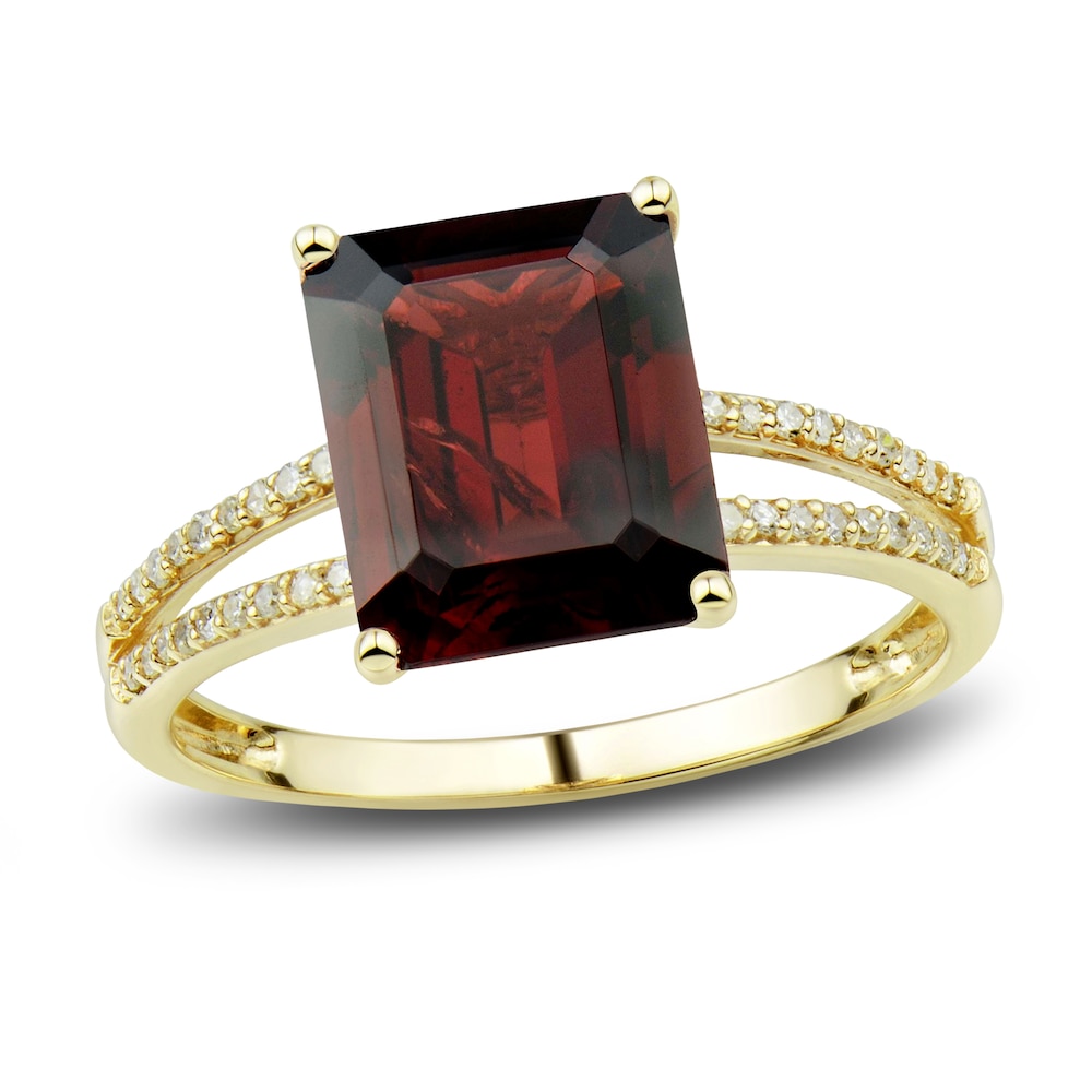 Natural Garnet Ring, Earring & Necklace Set 1/5 ct tw Diamonds 10K Yellow Gold fLyivZ6X