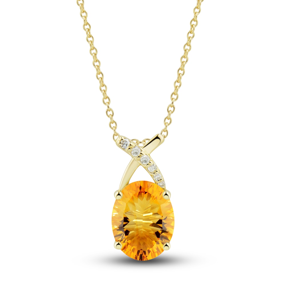 Natural Citrine Ring, Earring & Necklace Set 1/5 ct tw Diamonds 10K Yellow Gold fNDMEii0