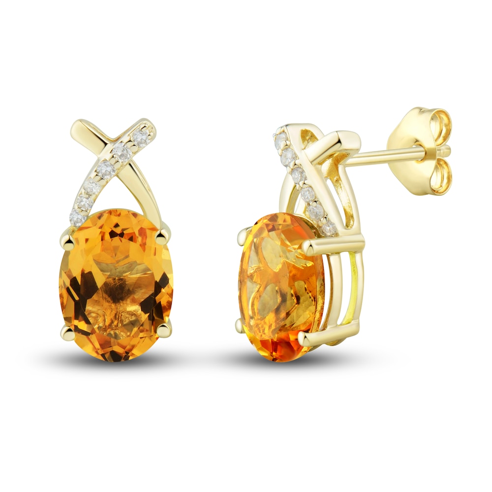 Natural Citrine Ring, Earring & Necklace Set 1/5 ct tw Diamonds 10K Yellow Gold fNDMEii0