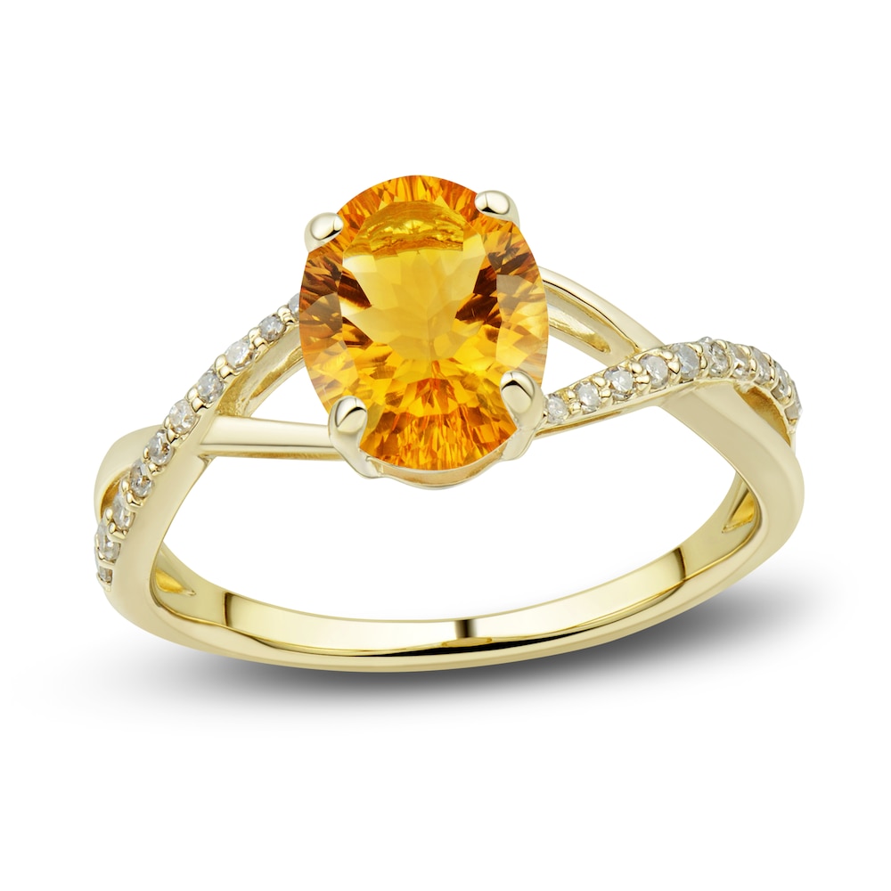 Natural Citrine Ring, Earring & Necklace Set 1/5 ct tw Diamonds 10K Yellow Gold fNDMEii0