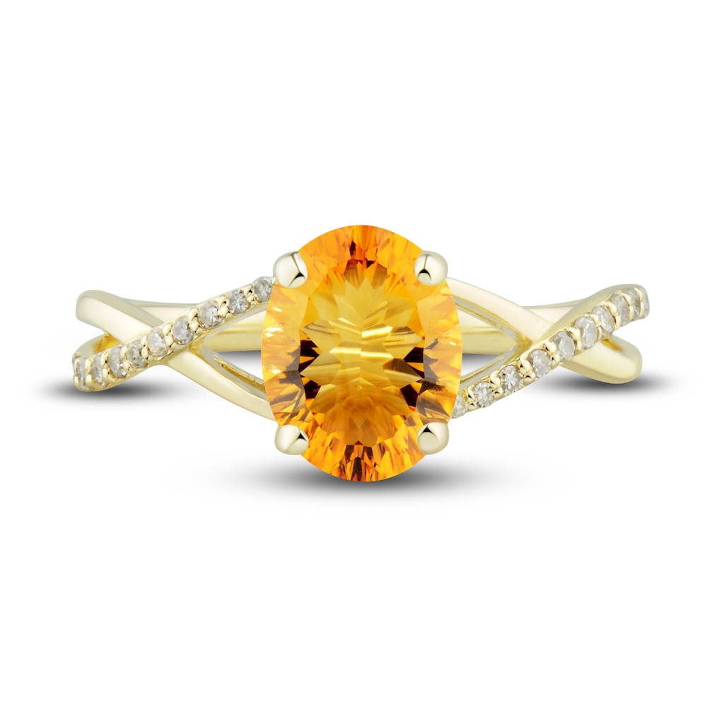 Natural Citrine Ring, Earring & Necklace Set 1/5 ct tw Diamonds 10K Yellow Gold fNDMEii0