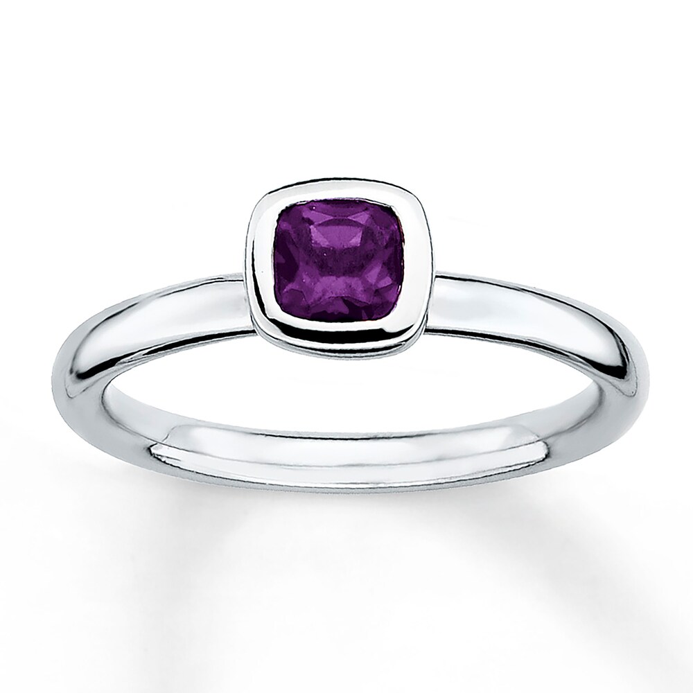 Stackable Lab-Created Amethyst Ring Sterling Silver fTXhMzCr