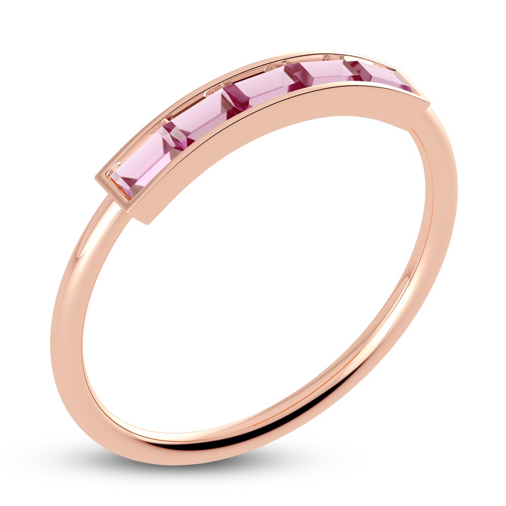 Juliette Maison Natural Pink Tourmaline Baguette Bar Ring 10K Rose Gold fc3OrycH