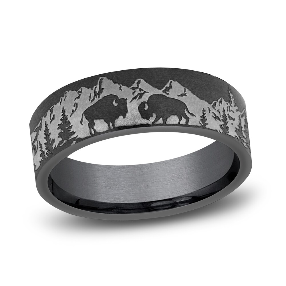 Men\'s Buffalo Wedding Band Dark Tantalum 7.0mm fjFVw0Pe