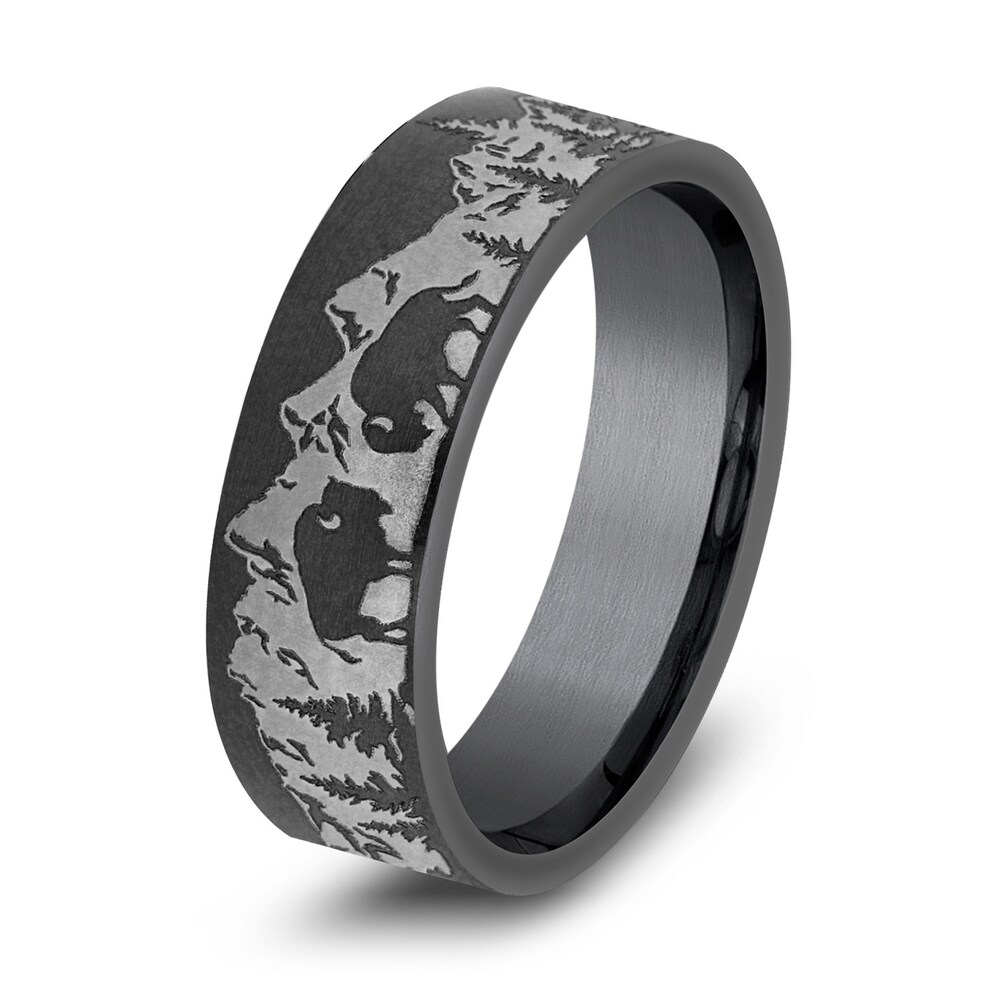 Men\'s Buffalo Wedding Band Dark Tantalum 7.0mm fjFVw0Pe