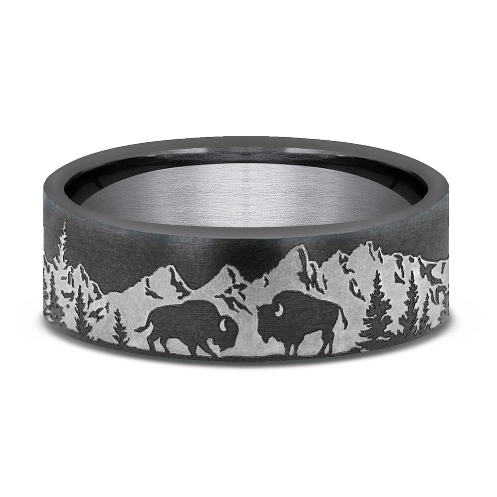 Men\'s Buffalo Wedding Band Dark Tantalum 7.0mm fjFVw0Pe