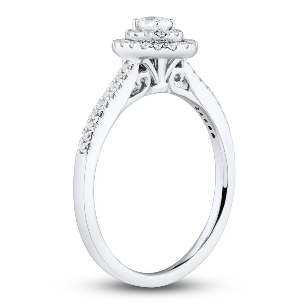 Diamond Engagement Ring 1/3 ct tw Oval/Round 14K White Gold g26DMCTv