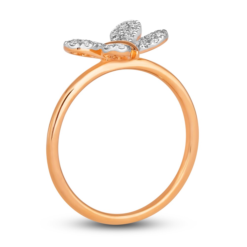 Le Vian Diamond Butterfly Ring 1/4 ct tw Round 14K Strawberry Gold g3kkDRdD