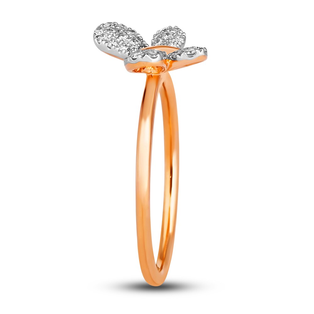 Le Vian Diamond Butterfly Ring 1/4 ct tw Round 14K Strawberry Gold g3kkDRdD