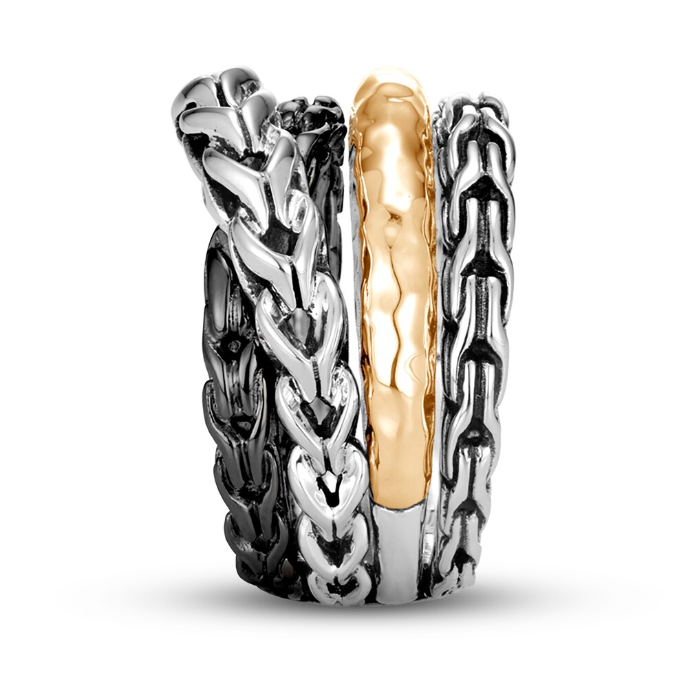 John Hardy Asli Classic Chain Link Ring Sterling Silver/18K Yellow Gold gFwuPa7u