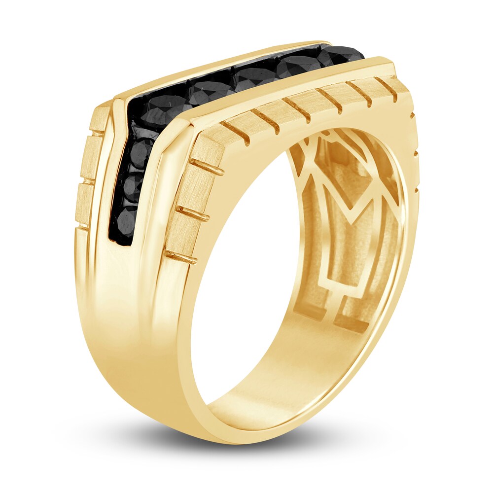 Men\'s Black Diamond Wedding Band 1-1/2 ct tw Round 14K Yellow Gold gHsqIijN