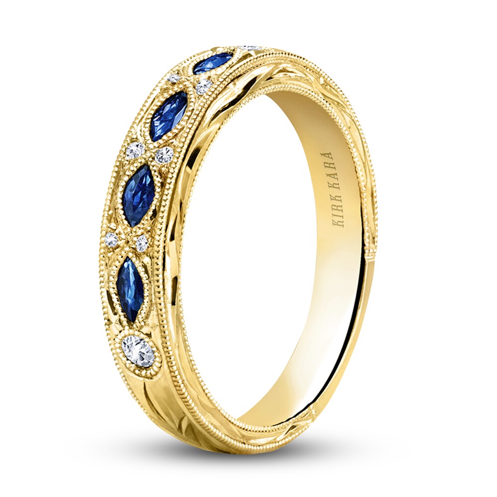 Kirk Kara Natural Blue Sapphire Anniversary Band Diamond Accents 18K Yellow Gold gLXZgpIE