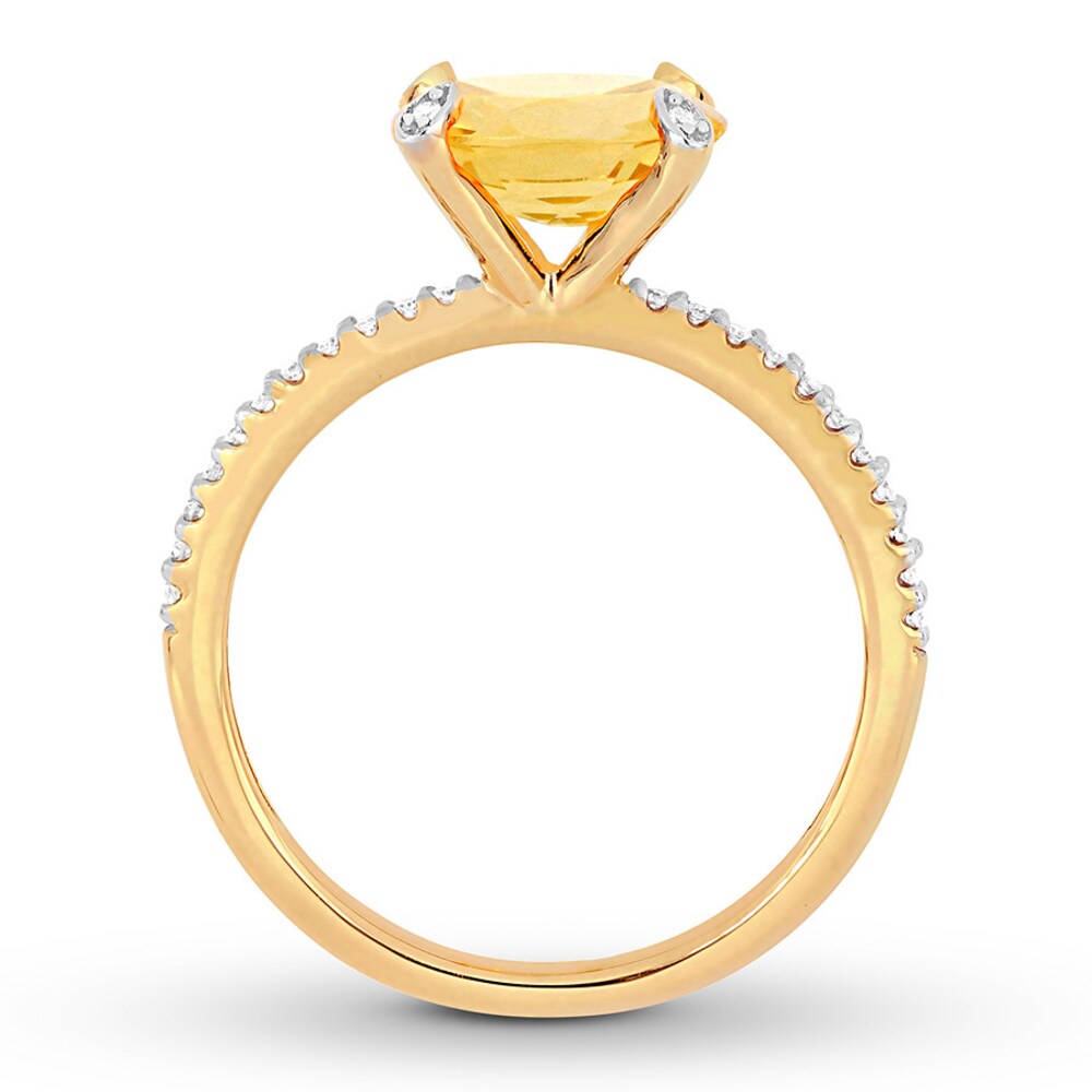 Citrine East-West Ring 1/10 carat tw Diamonds 10K Yellow Gold gUCjNWSI