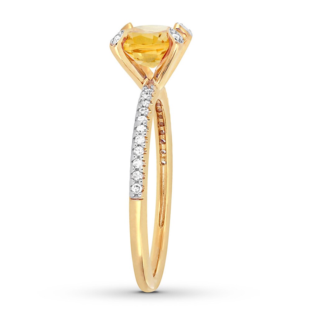 Citrine East-West Ring 1/10 carat tw Diamonds 10K Yellow Gold gUCjNWSI