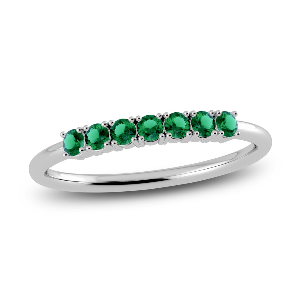 Juliette Maison Natural Emerald Half Eternity Ring 10K White Gold gimE9368