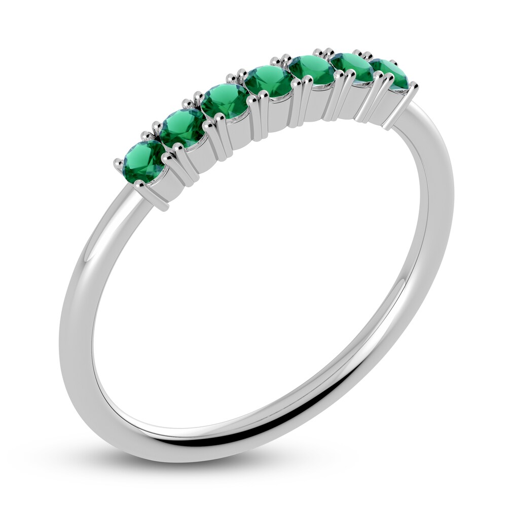 Juliette Maison Natural Emerald Half Eternity Ring 10K White Gold gimE9368