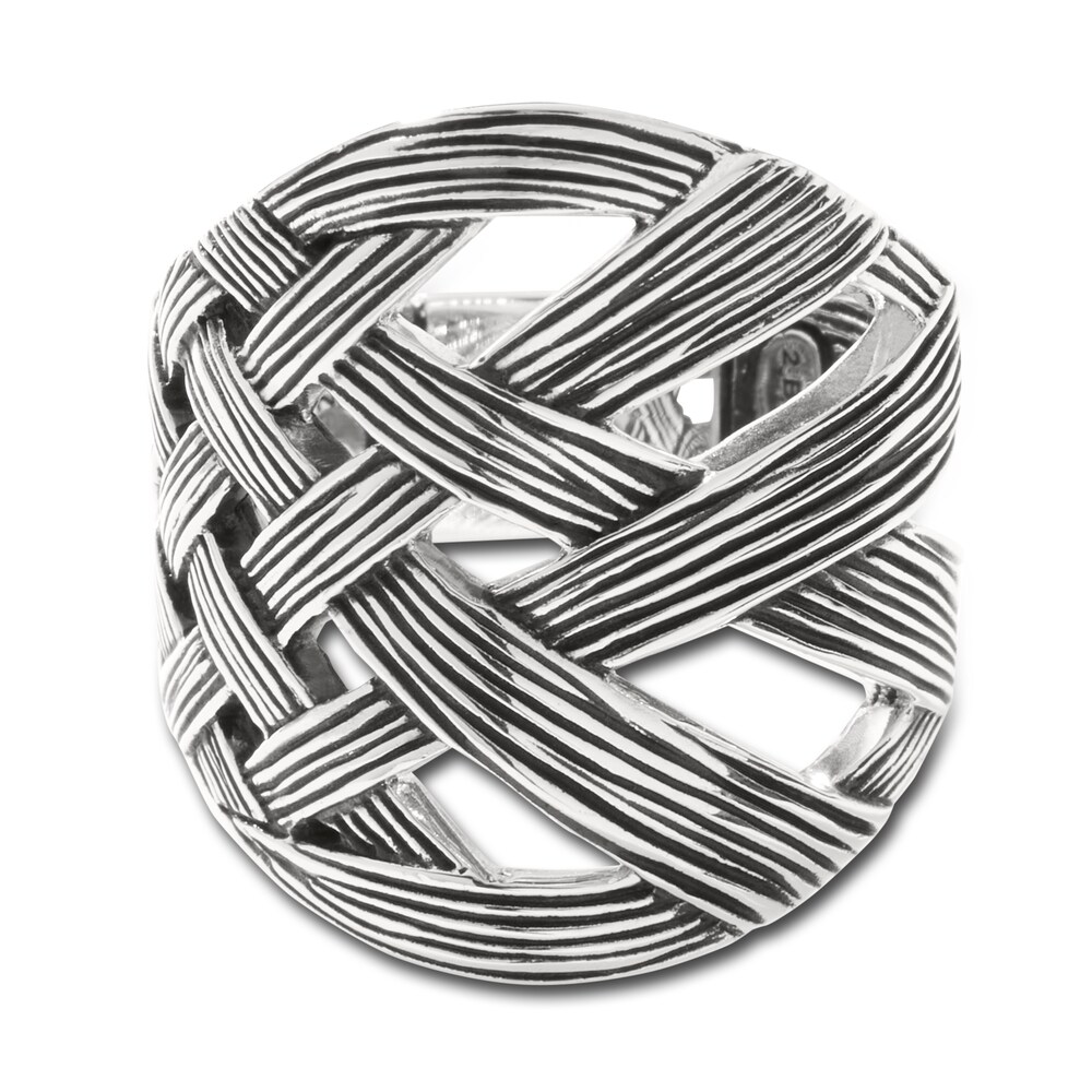 John Hardy Men\'s Woven Bamboo Ring Sterling Silver glMN83n2