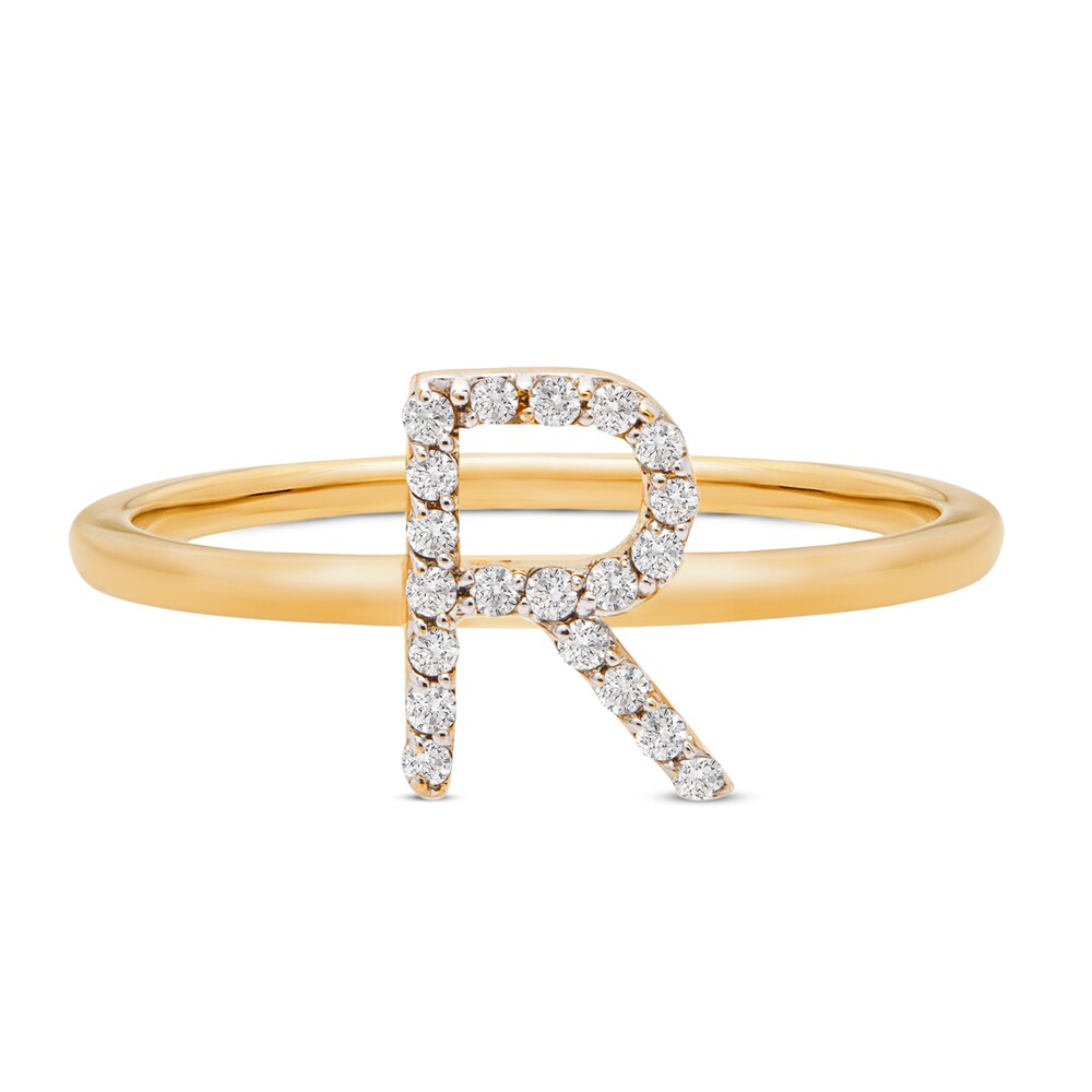 Diamond Letter R Ring 1/10 ct tw Round 10K Yellow Gold gznzxqwy