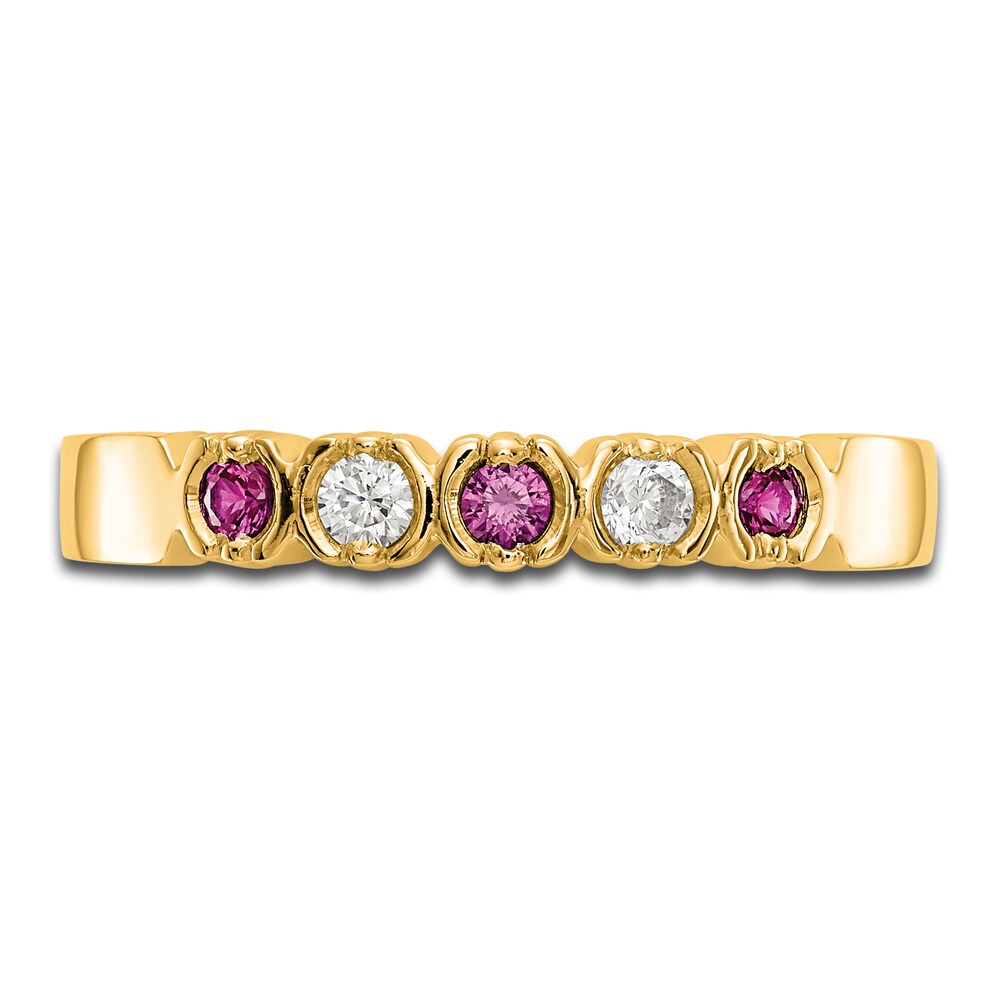 Natural Ruby Stackable Ring 1/10 ct tw Diamonds 14K Yellow Gold h1WeuUBF
