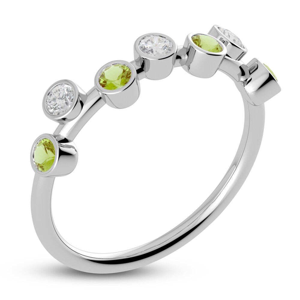 Juliette Maison Natural White Sapphire & Natural Peridot Ring 10K White Gold h1nj7mKk