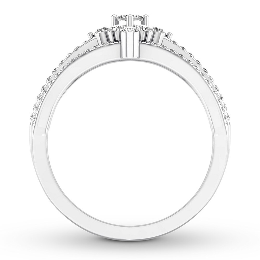 Diamond Ring 1/2 ct tw Round/Princess-cut 14K White Gold h5qlqI7x