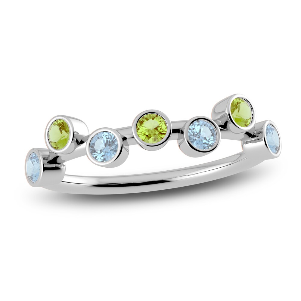 Juliette Maison Natural Aquamarine & Natural Peridot Ring 10K White Gold h9Kab7ri