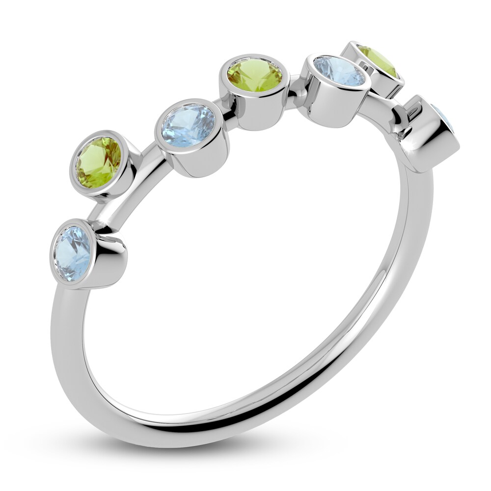 Juliette Maison Natural Aquamarine & Natural Peridot Ring 10K White Gold h9Kab7ri