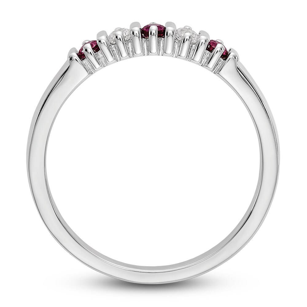 Natural Ruby Stackable Ring 1/15 ct tw Diamonds 14K White Gold hApW3KtF