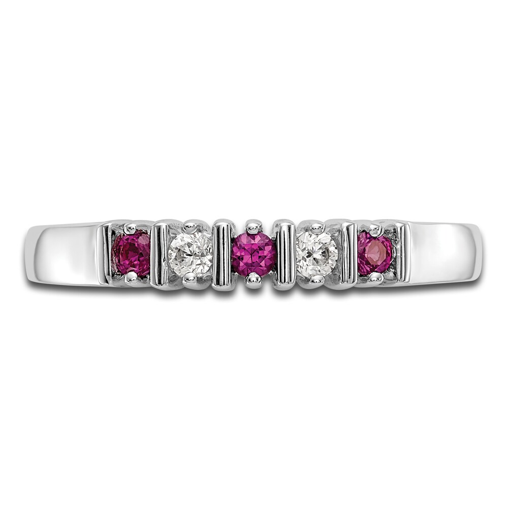 Natural Ruby Stackable Ring 1/15 ct tw Diamonds 14K White Gold hApW3KtF