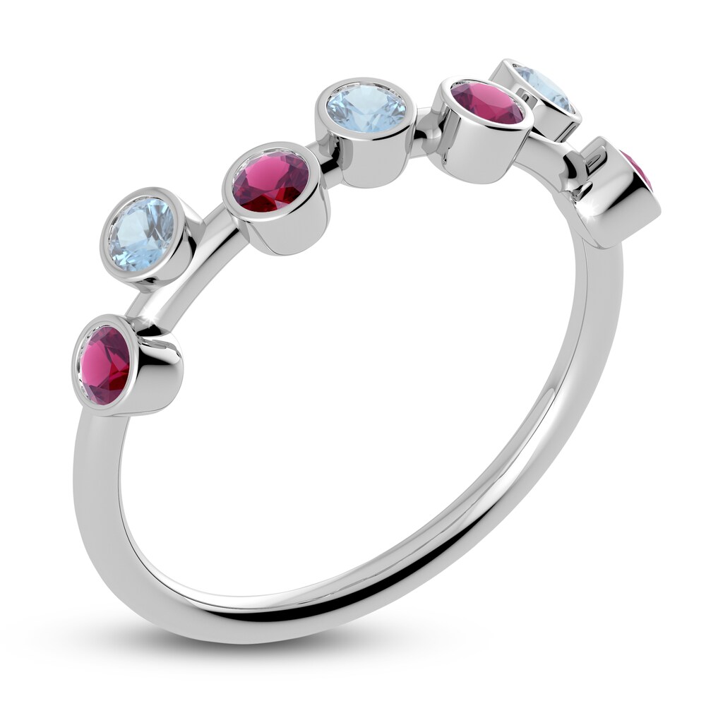 Juliette Maison Natural Rhodolite Garnet & Natural Aquamarine Ring 10K White Gold hCtDxpnb