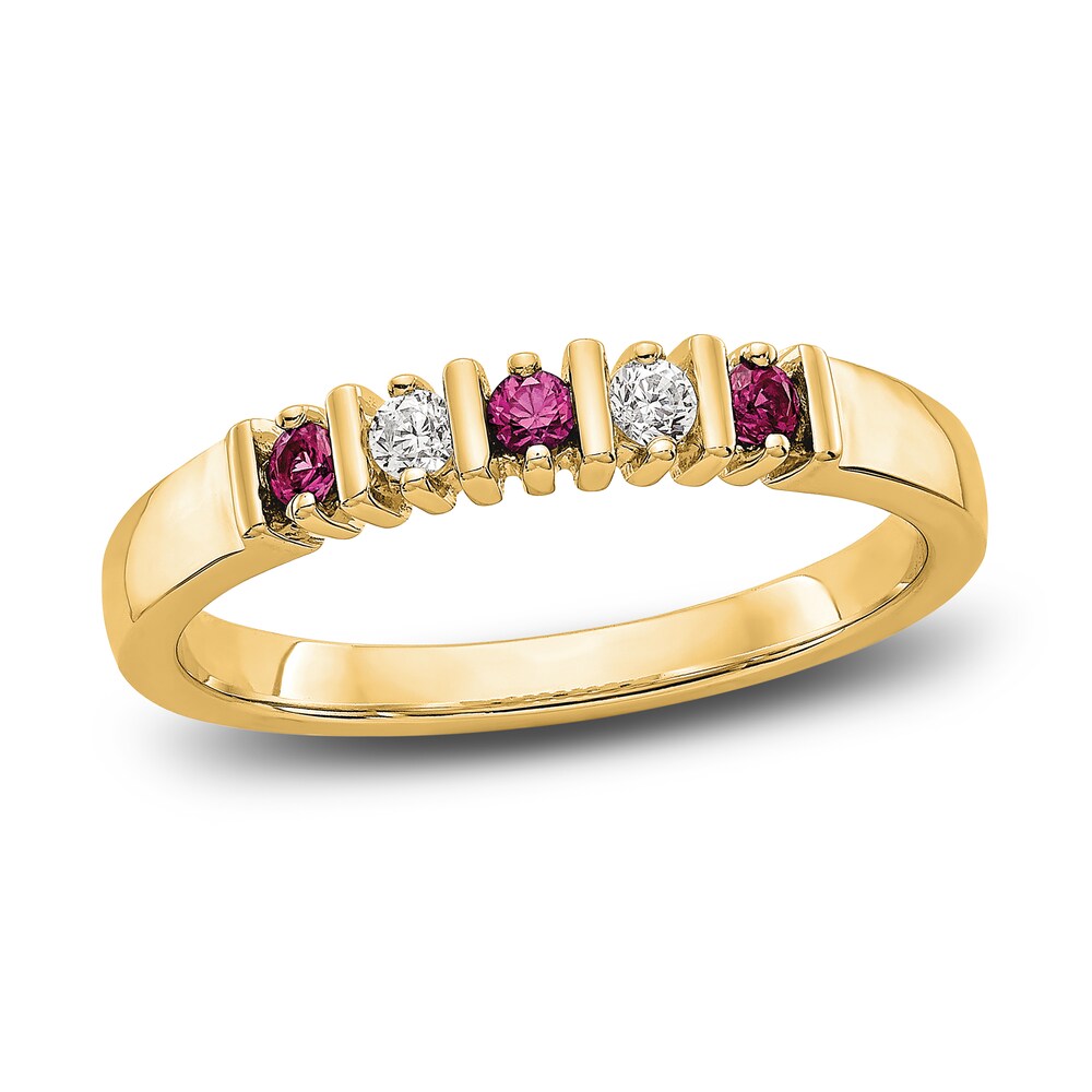 Natural Ruby Stackable Ring 1/15 ct tw Diamonds 14K Yellow Gold hCzhHC61