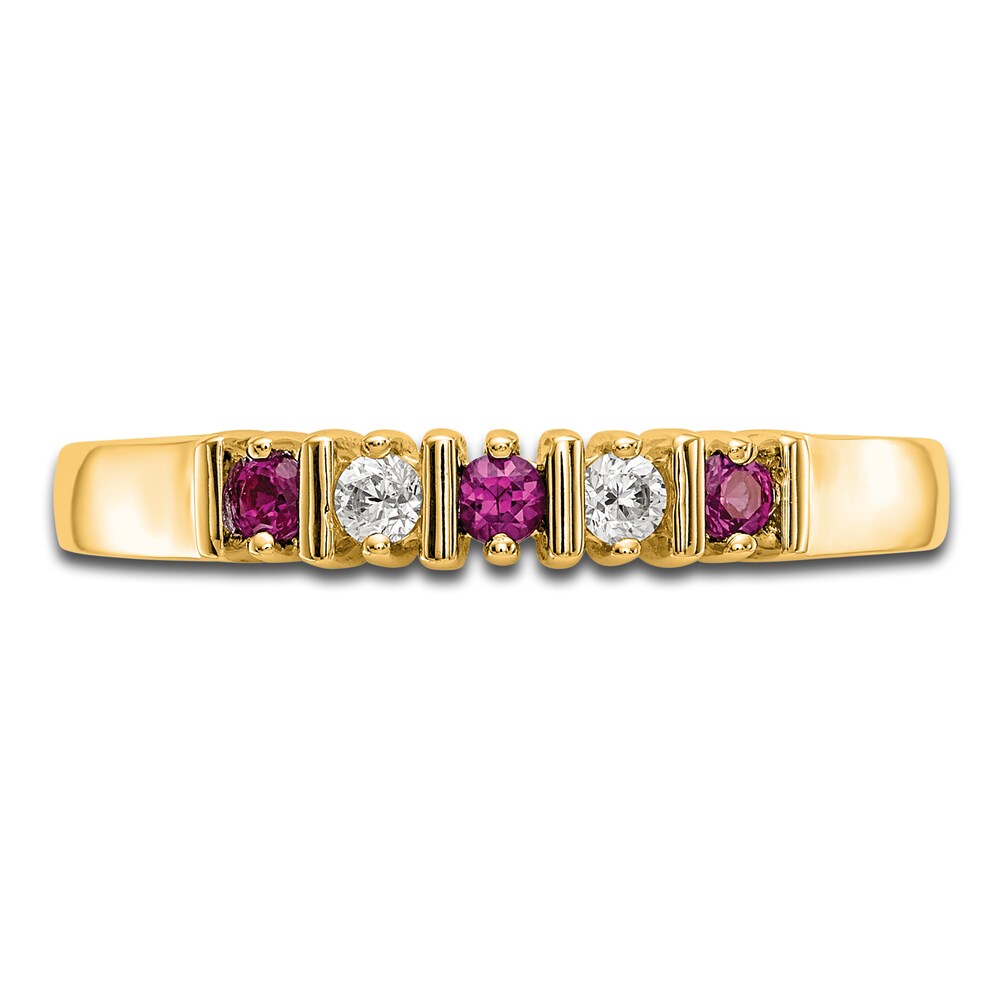 Natural Ruby Stackable Ring 1/15 ct tw Diamonds 14K Yellow Gold hCzhHC61