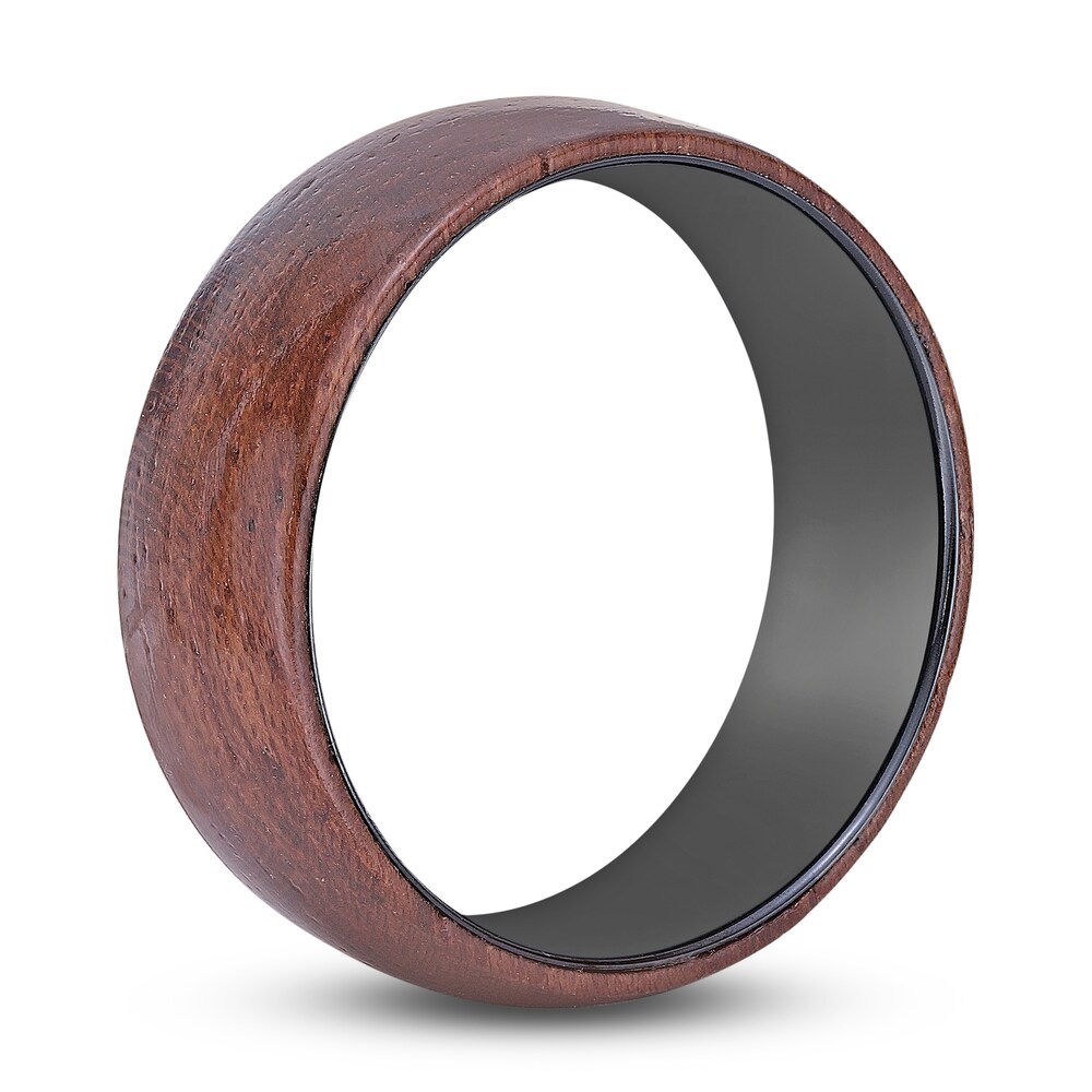 Men\'s Wood Wedding Band Black Zirconium 8.0mm hPnxDHIX