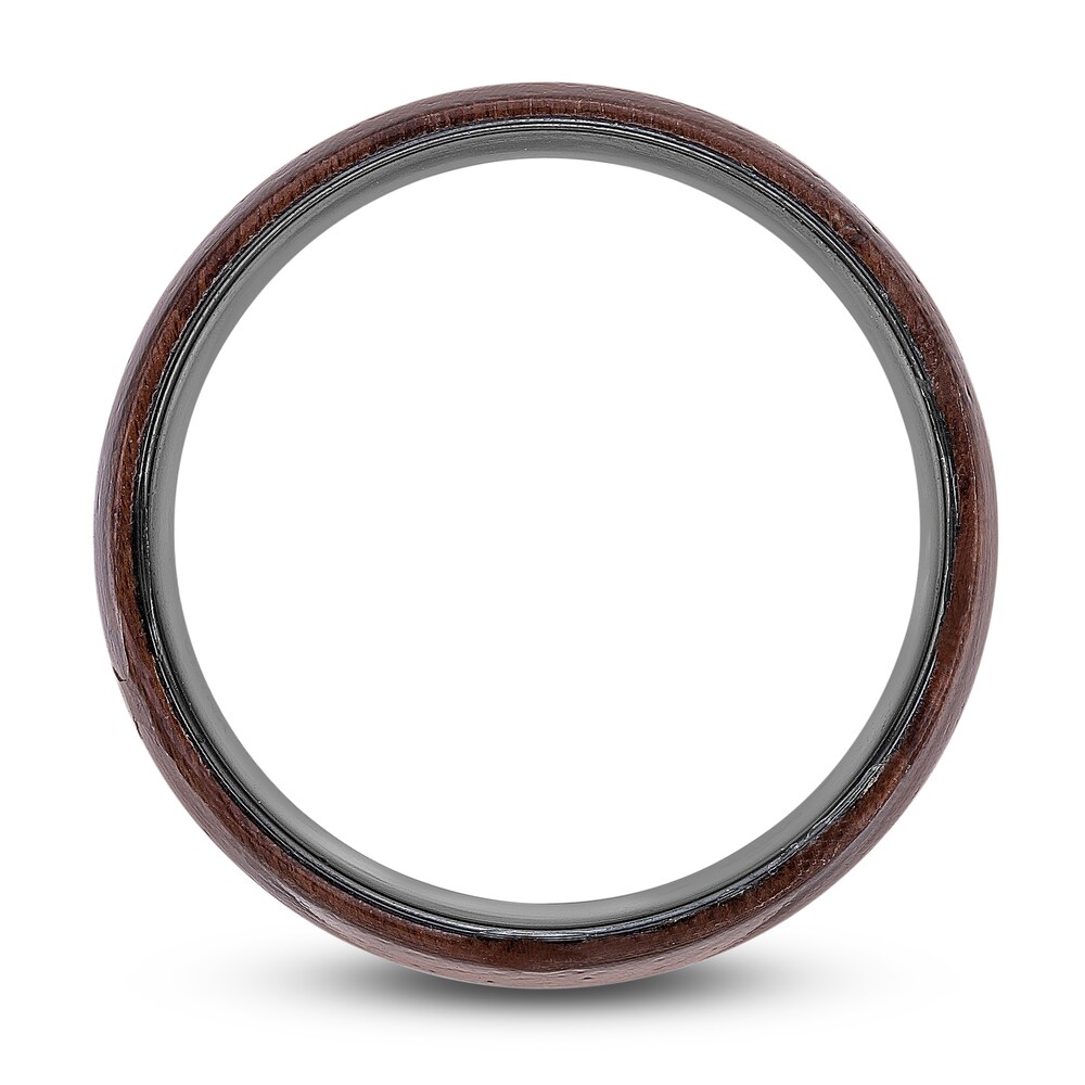 Men\'s Wood Wedding Band Black Zirconium 8.0mm hPnxDHIX