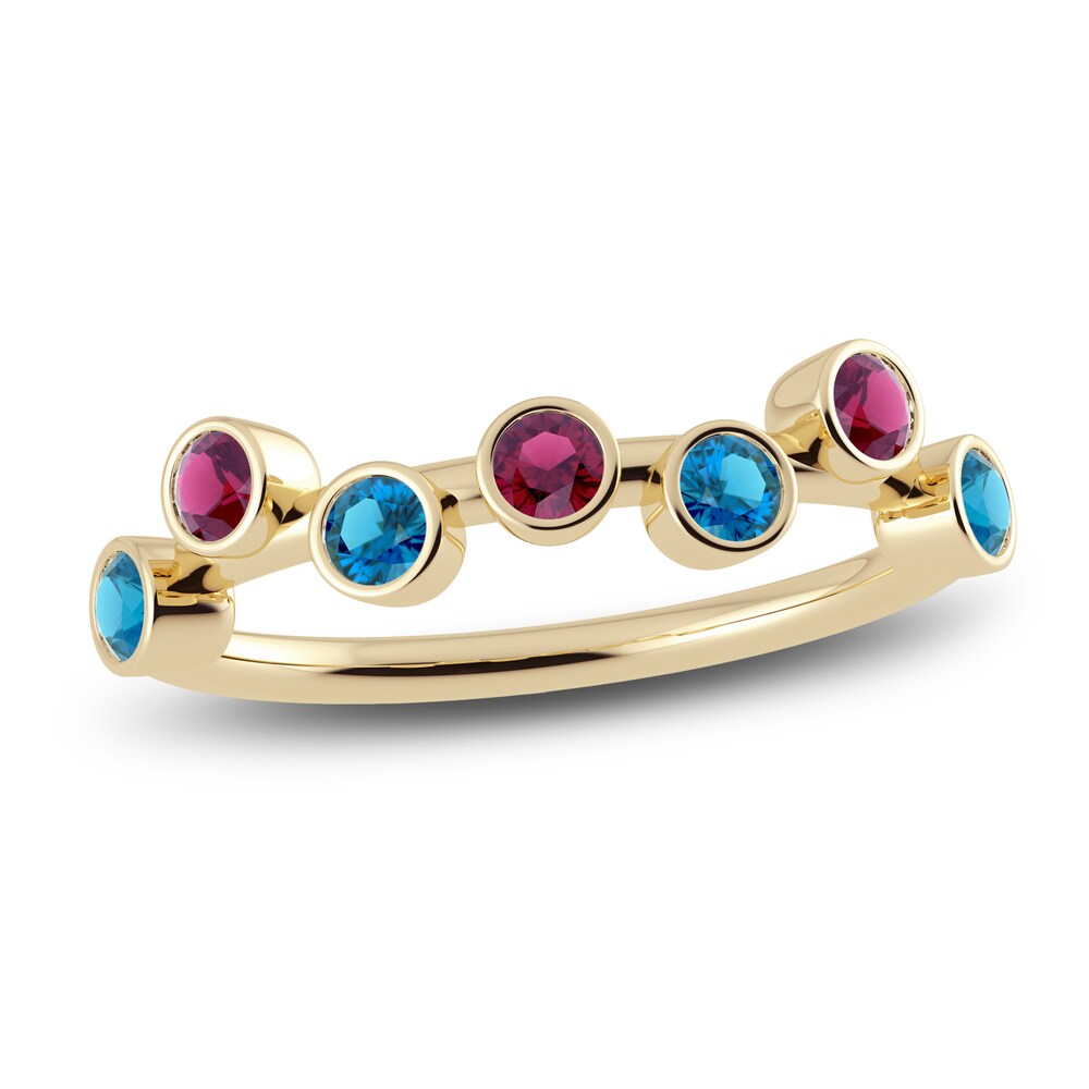 Juliette Maison Natural Rhodolite Garnet & Natural Blue Zircon Ring 10K Yellow Gold hTaWKg5b