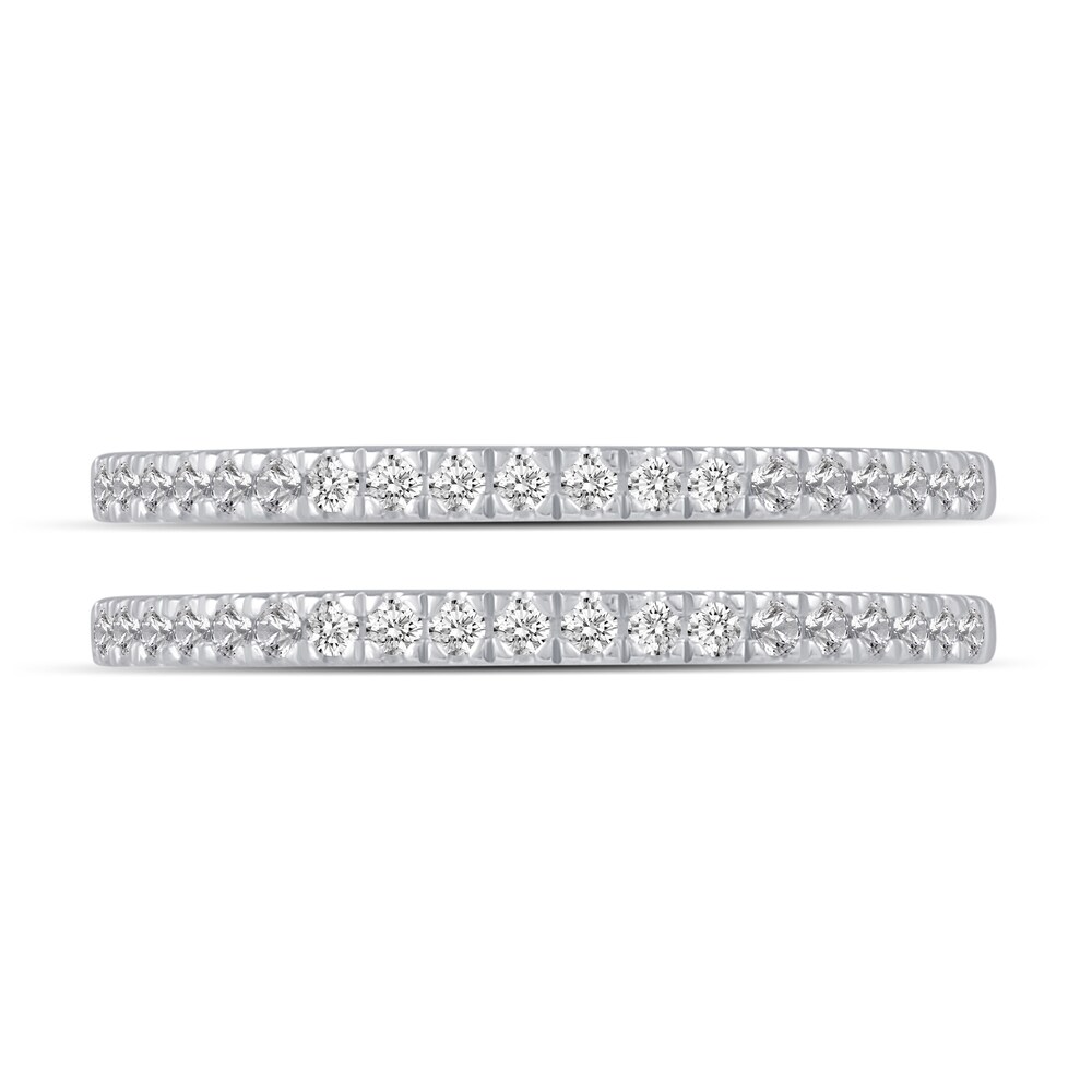 Diamond Double Wedding Band Set 1/4 ct tw 14K White Gold hU7sZtuY