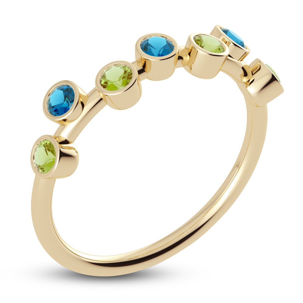 Juliette Maison Natural Blue Zircon & Natural Peridot Ring 10K Yellow Gold hikSIQK4