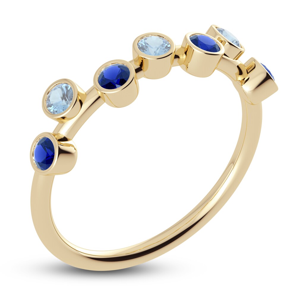 Juliette Maison Natural Aquamarine & Natural Blue Sapphire Ring 10K Yellow Gold hn4RQi7x