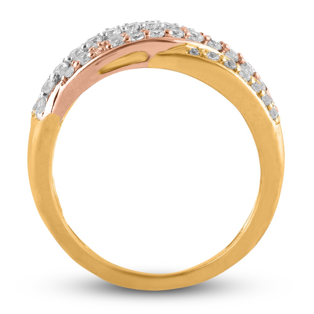 Diamond Anniversary Band 1 ct tw Round 14K Tri-Tone Gold hpOOTLZg