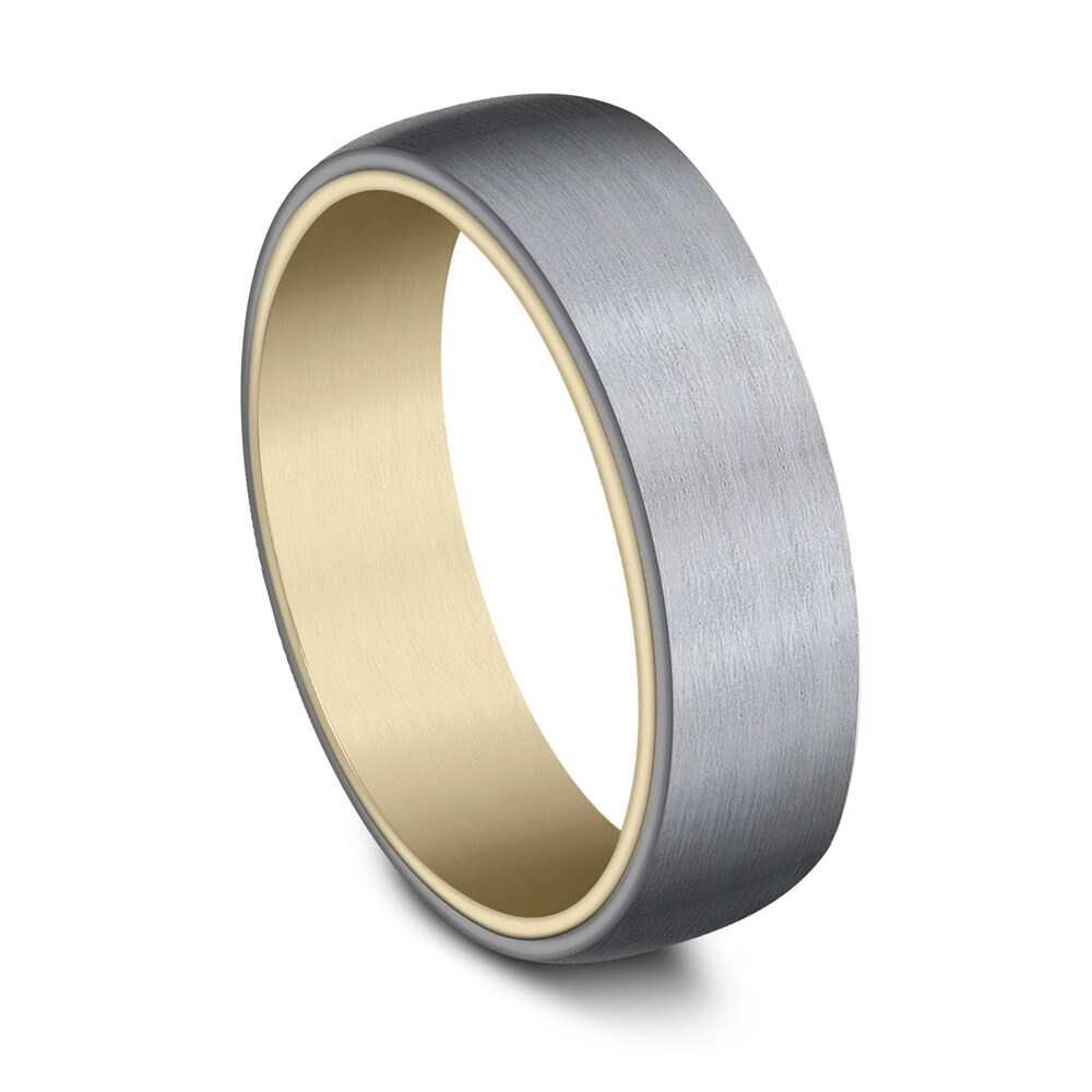 Wedding Band Grey Tantalum/14K Yellow Gold 6.5mm htZBGXFL